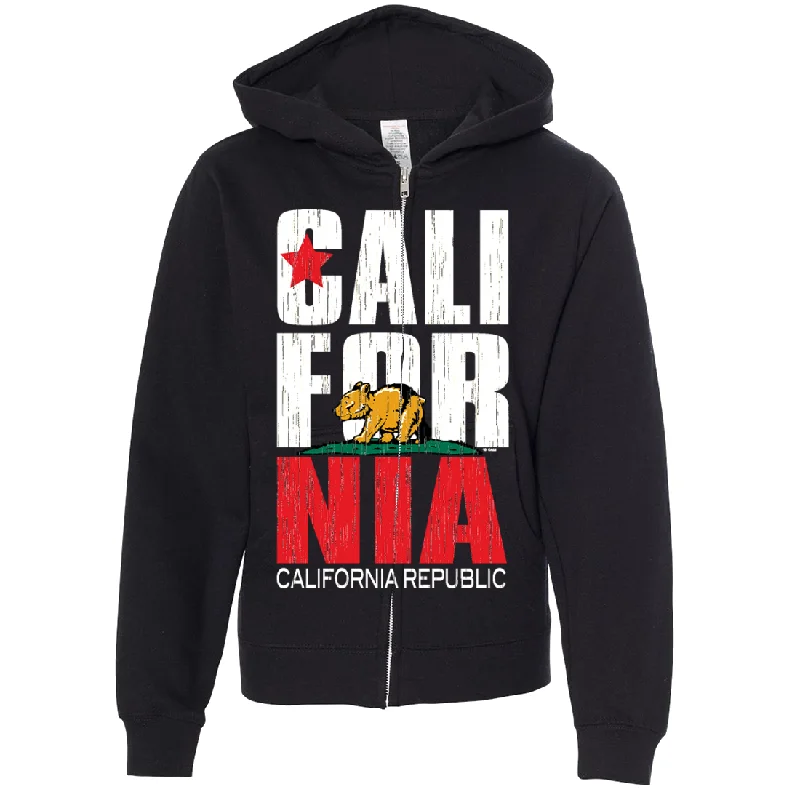 Women's Hooded Sweatshirts with Floral LiningCalifornia Republic Vintage Retro Baby Bear Premium Youth Zip-Up Hoodie