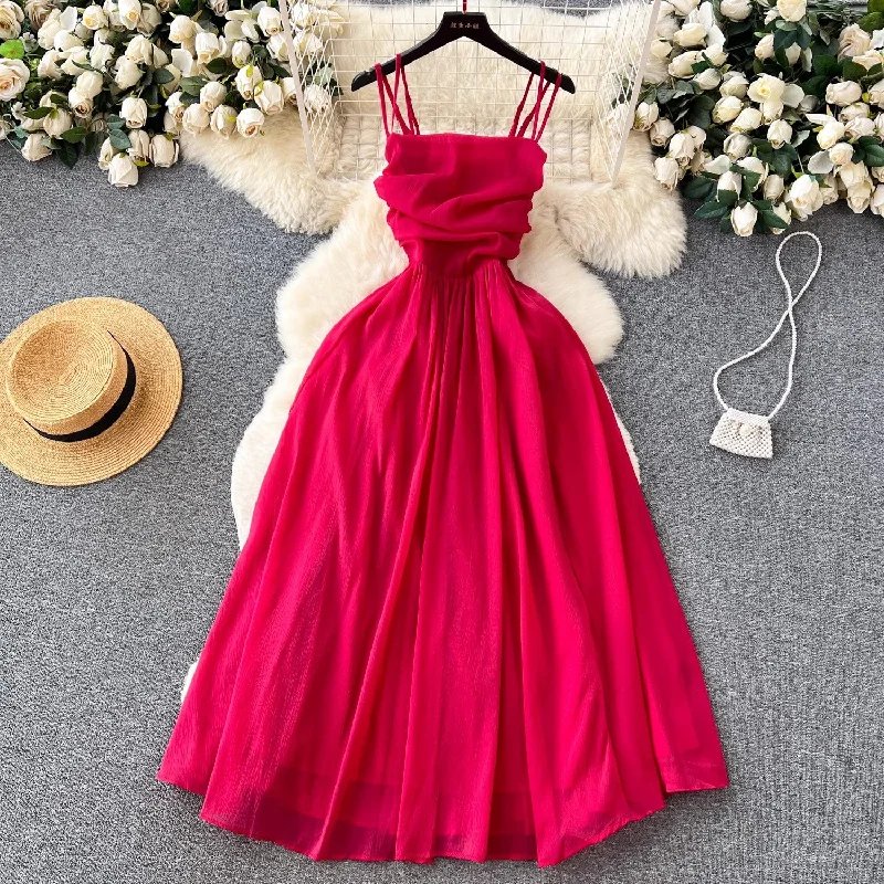 Women's Formal Skirtssuspender dress for women pleated design long skirt     S4581