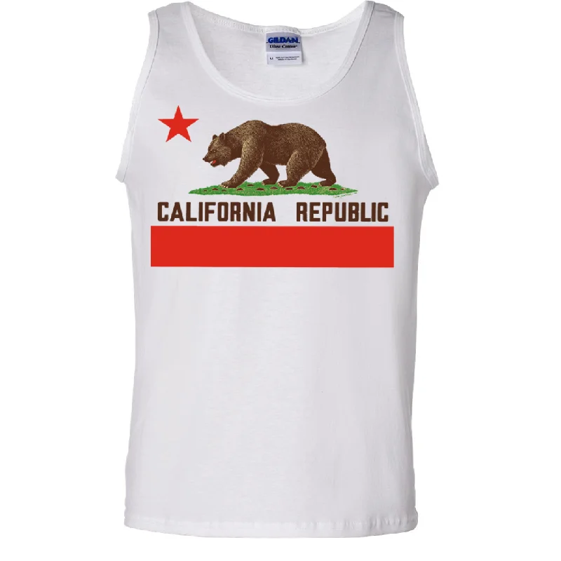 Women's Hooded Sweatshirts with Non-Stretch WaistDon Pimentel California Republic Bear Flag Brown Text Asst Colors Tank Top