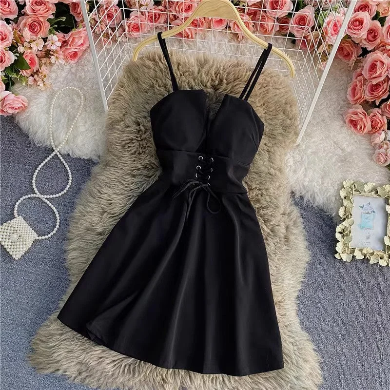 Women's Sweetheart Hem Skirtsnew style tube top dress women's sexy suspender skirt A-line skirt dress     S4341