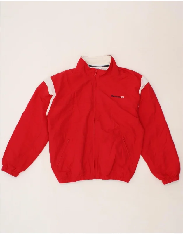 Women's Coats with CollarREEBOK Womens Windbreaker Jacket UK 14 Large  Red Colourblock Polyester