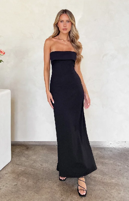 Women's Bell-Sleeve DressesLei Strapless Black Maxi Dress