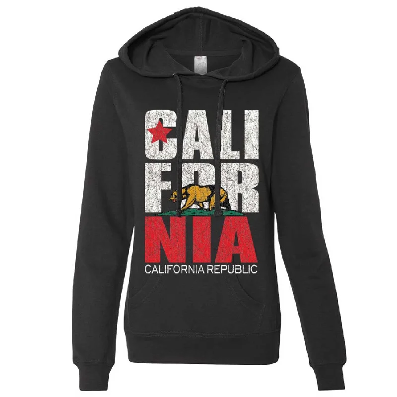 Women's Hooded Sweatshirts with Camouflage LiningCalifornia Republic Vintage Retro Ladies Lt./Wt. Hoodie