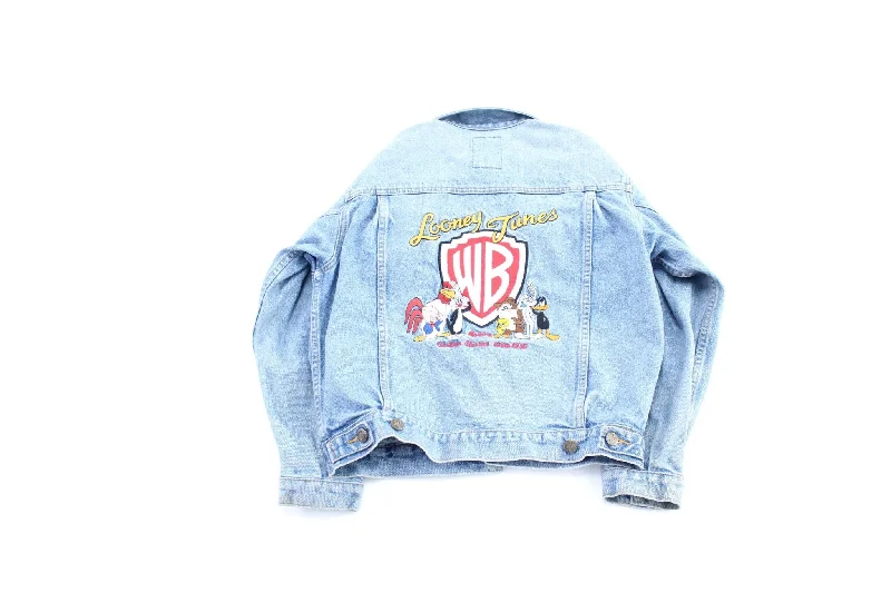 Women's Windbreaker CoatsYouth 90's Looney Tunes Embroidered Denim Jacket