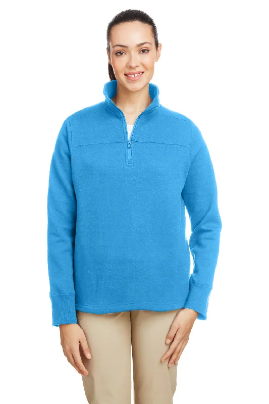 Women's Hooded Sweatshirts with Houndstooth LiningNautica Womens Anchor Fleece 1/4 Zip Sweatshirt - Azure Blue