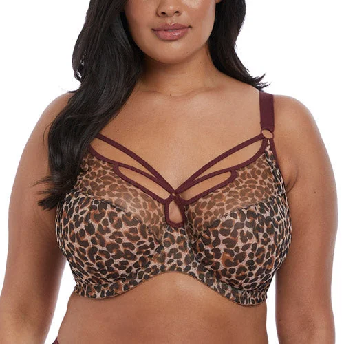 sheer lace braElomi Sachi UW Plunge Bra - Leopard Print