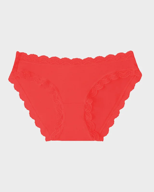 plus-size high-waisted panties with a floral lace trimThe Original Brief - Red