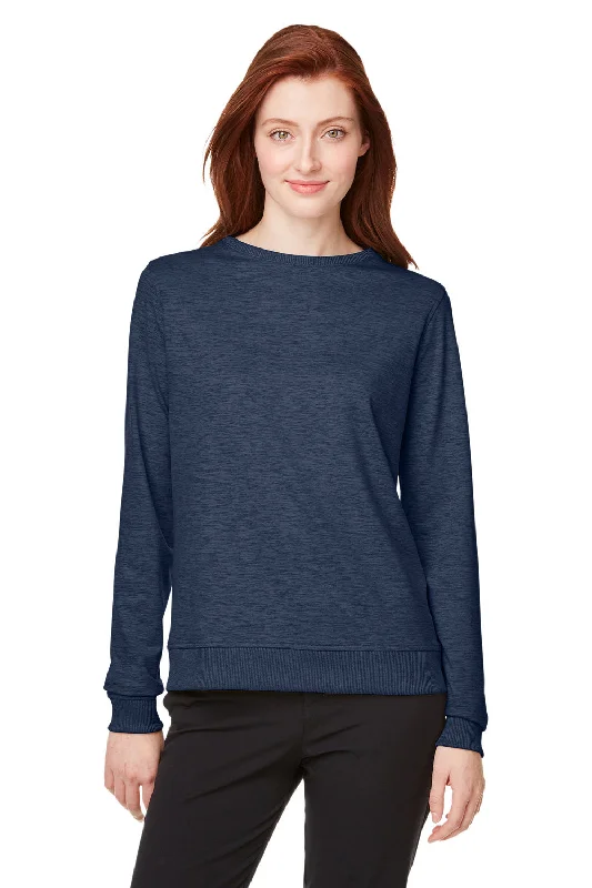 Women's Hooded Sweatshirts with Abstract LiningPuma Womens Cloudspun Moisture Wicking Crewneck Sweatshirt - Heather Navy Blue