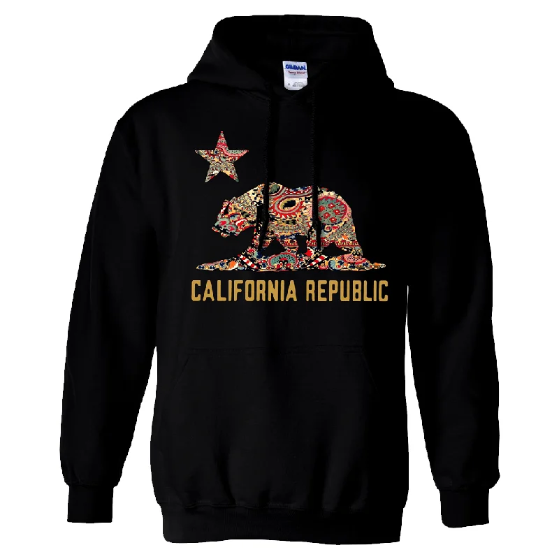 Women's Hooded Sweatshirts with Elastic WaistCalifornia Republic Paisley Bear Sweatshirt Hoodie