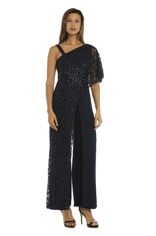 Women's Jumpsuits with Boat NeckR&M Richards 3556P Asymmetric Formal Jumpsuit Sale