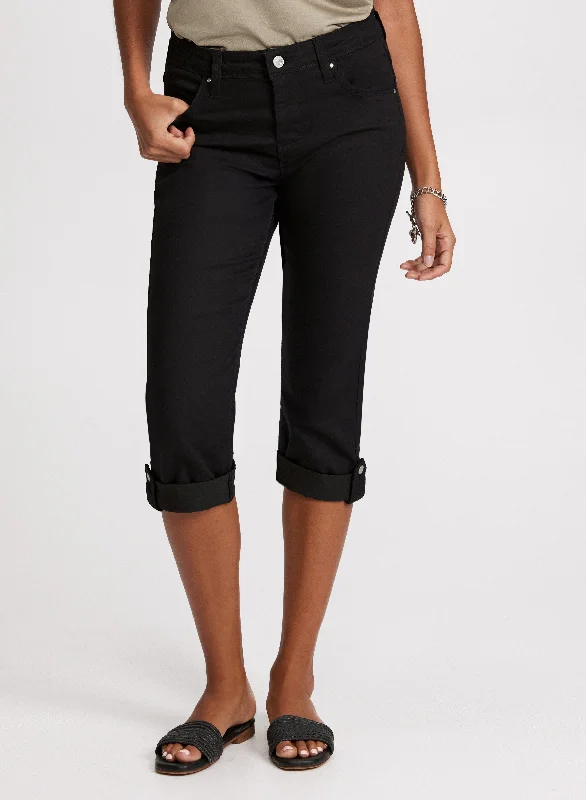 Women's Board ShortsButton & Tab Hem Denim Capris