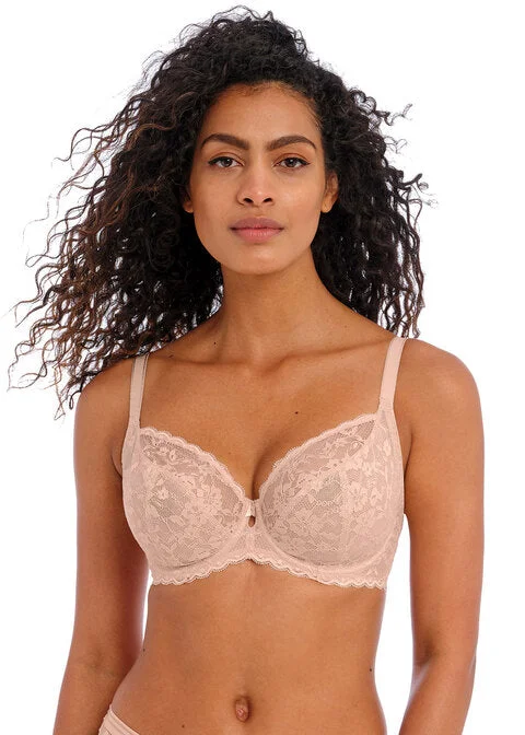 plus-size lace overlay nursing braOffbeat Natural Beige Uw Plunge Bra