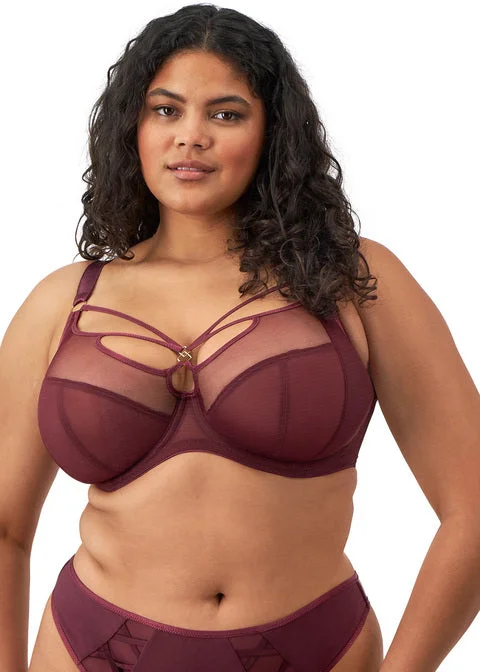 sheer lace braSachi Cabernet Uw Plunge Bra