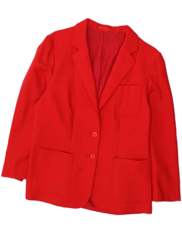 Women's Coats with Fur Trimmed CollarVINTAGE Womens 2 Button Blazer Jacket UK 16 Large Red