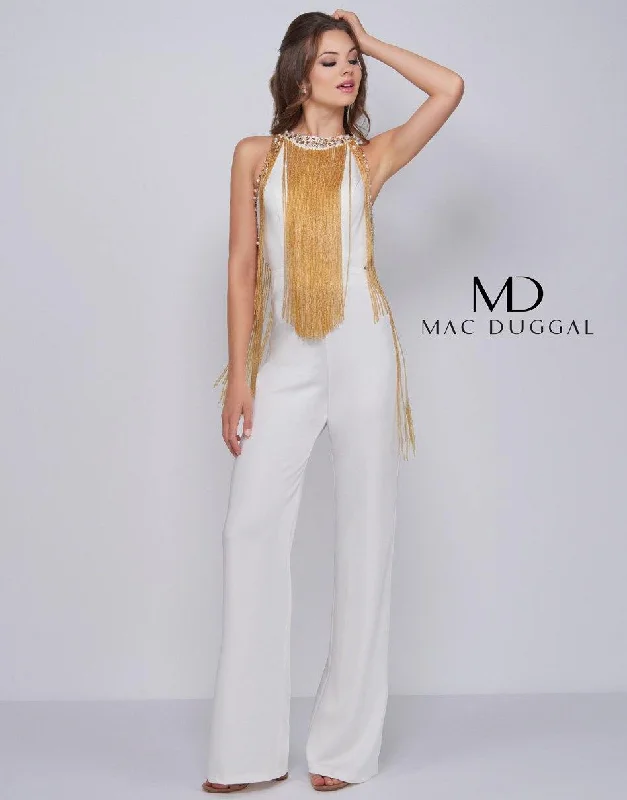 Women's One-Piece JumpsuitsMac Duggal 12168 Long Formal Beaded Jumpsuit