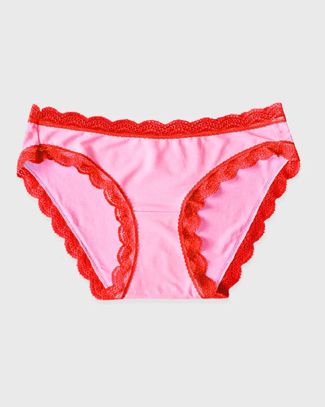 eco-friendly underwear made from organic cotton and bamboo fiber for sensitive skin and a sustainable choiceThe Original Brief - Pink and Red Contrast