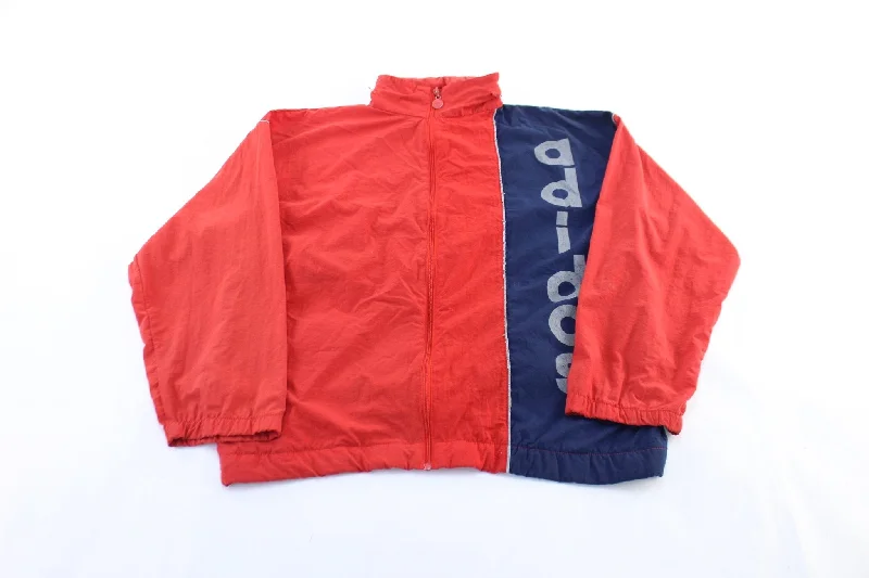 Women's Coats with Fur Trimmed Sleeves80's Adidas Logo Red & Blue Zip Up Jacket