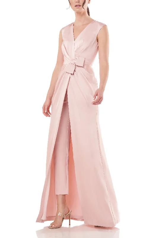 Women's Jumpsuits with Narrow CollarKay Unger 5545927 Soft Blush 4 Long Sleeveless Formal Jumpsuit