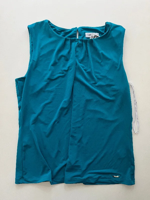 Women's Blouse with PatchesBlouse Sleeveless By Calvin Klein In Turquoise, Size: L