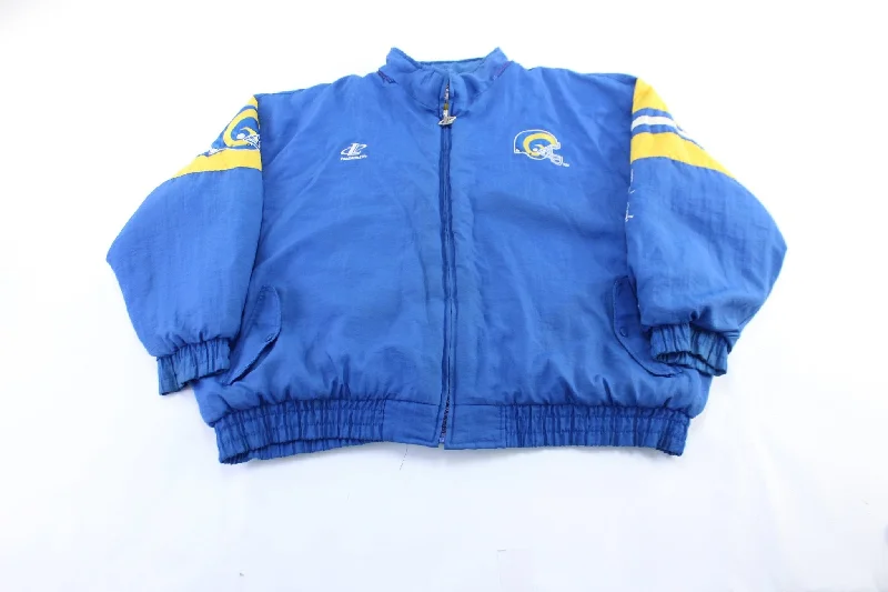 Women's Puffer Coats90's St. Louis Rams Embroidered Logo Athletic Zip Up Jacket