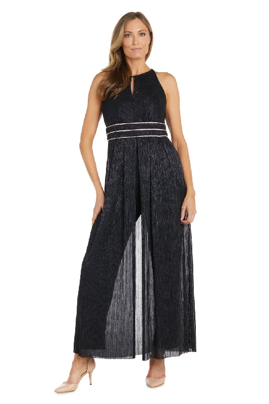 Women's Jumpsuits with Lapel CollarR&M Richards 9371 Long Formal Evening Jumpsuit