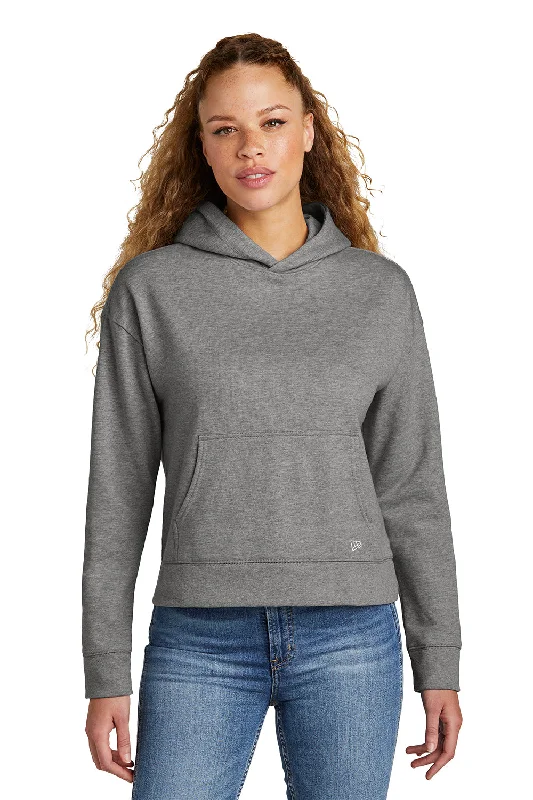 Women's Hooded Sweatshirts with Flannel LiningNew Era Womens Comeback Fleece Hooded Sweatshirt Hoodie w/ Pouch Pocket - Heather Dark Grey