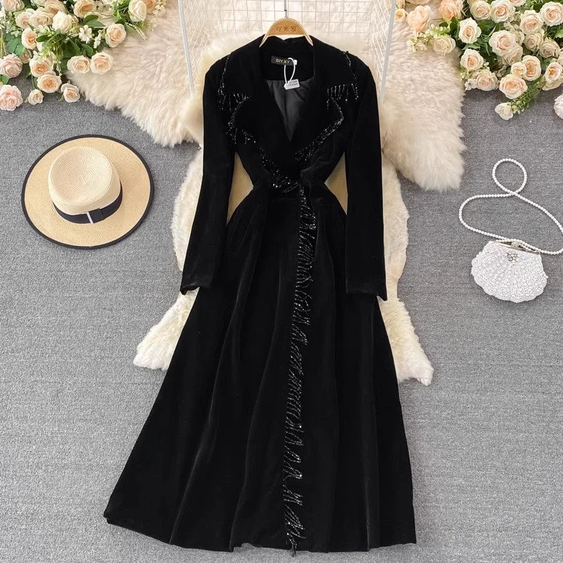 Women's Mesh SkirtsFashion Velvet Long Skirt Jacket Dress    S4173