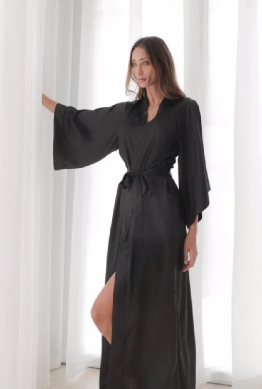 women's pajamas with breathable fabricSilk Serenity Robe - Black