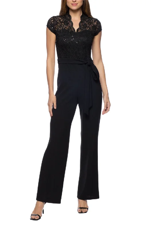 Women's Jumpsuits with Shirt CollarMarina 268331 Long Lace Formal Jumpsuit