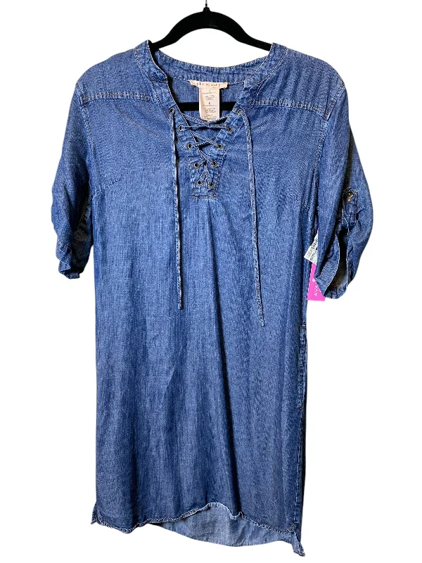 Women's High Collar DressesDress Casual Midi By Philosophy In Blue Denim, Size: S