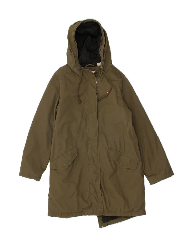 Women's Coats with Fur Trimmed BeltLEVI'S Womens Hooded Parka Jacket UK 10 Small Khaki Cotton