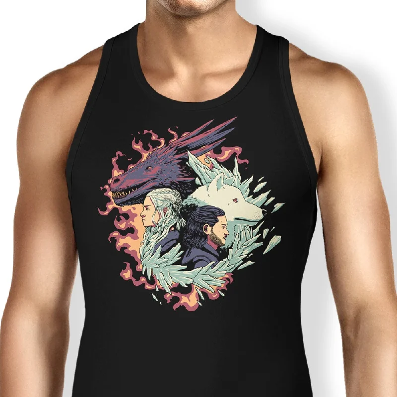 Women's Blouse with Boat CollarDragons and Wolves - Tank Top