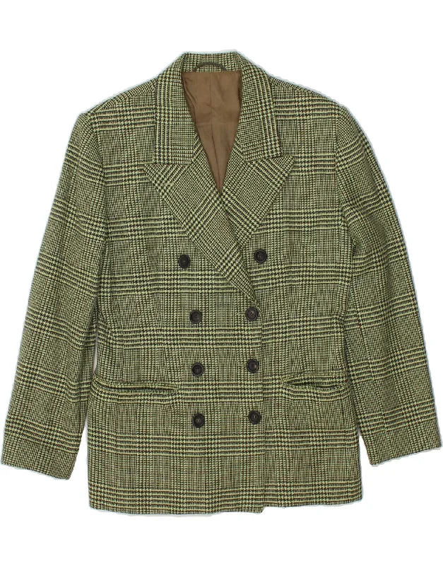 Women's Trench CoatsVINTAGE Womens Double Breasted Blazer Jacket EU 38 Medium Green Check