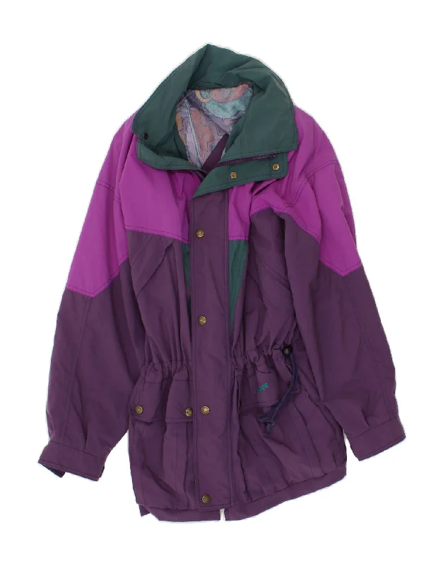 Women's Bomber CoatsVINTAGE Womens Utility Jacket UK 10 Small Purple Colourblock Polyamide