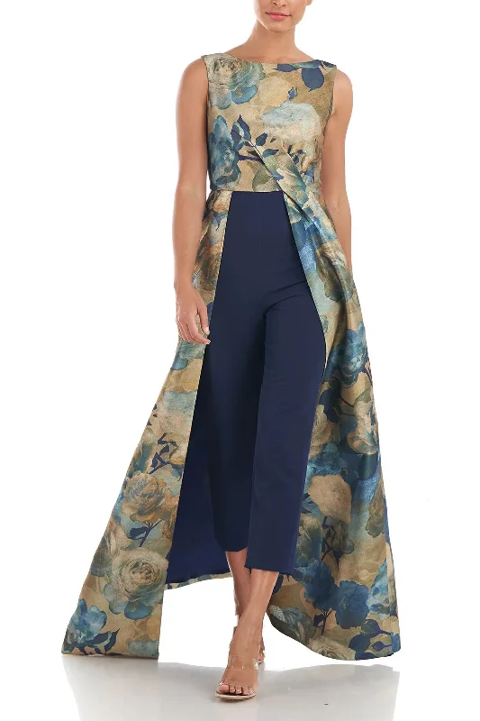 Women's Jumpsuits with Boat CollarKay Unger 5548231 Long Sleeveless Formal Floral Print Jumpsuit