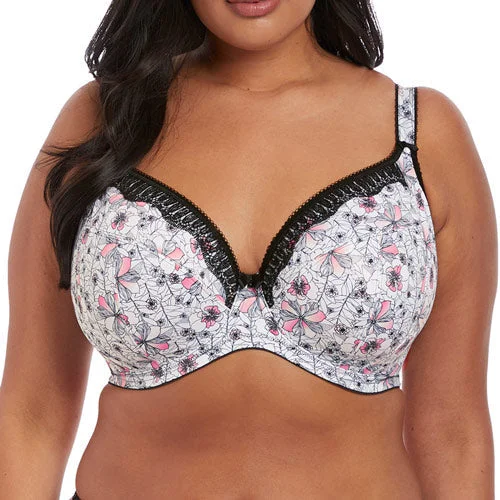 plus-size longline bra for tummy controlElomi Rosalind UW Plunge Bra - Monochrome