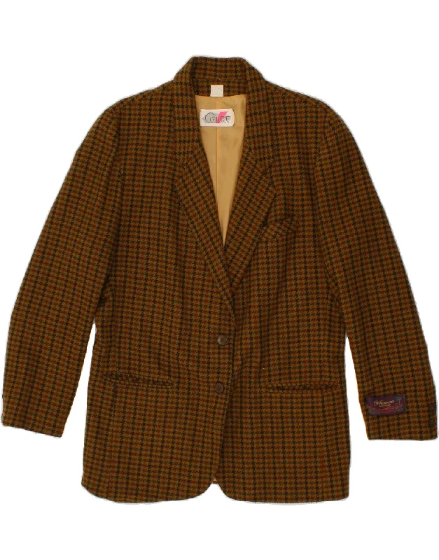 Women's Coats with HoodVINTAGE Womens 2 Button Blazer Jacket IT 46 Large Brown Houndstooth