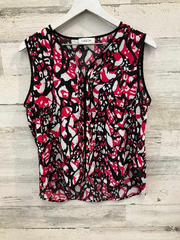 Women's Blouse with FlouncesBlouse Sleeveless By Calvin Klein In Red, Size: M