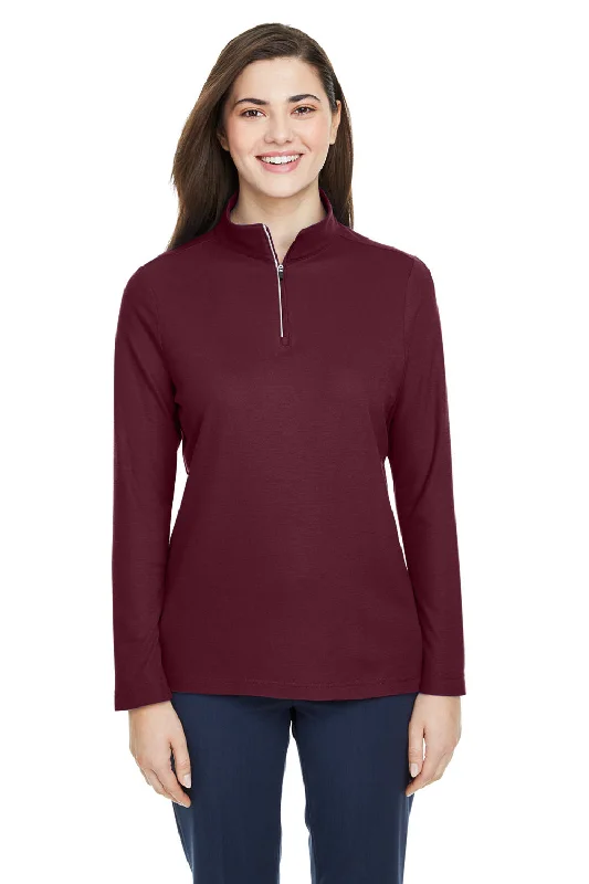 Women's Hooded SweatshirtsCore 365 Womens Fusion ChromaSoft Performance Moisture Wicking Pique 1/4 Zip Sweatshirt - Burgundy