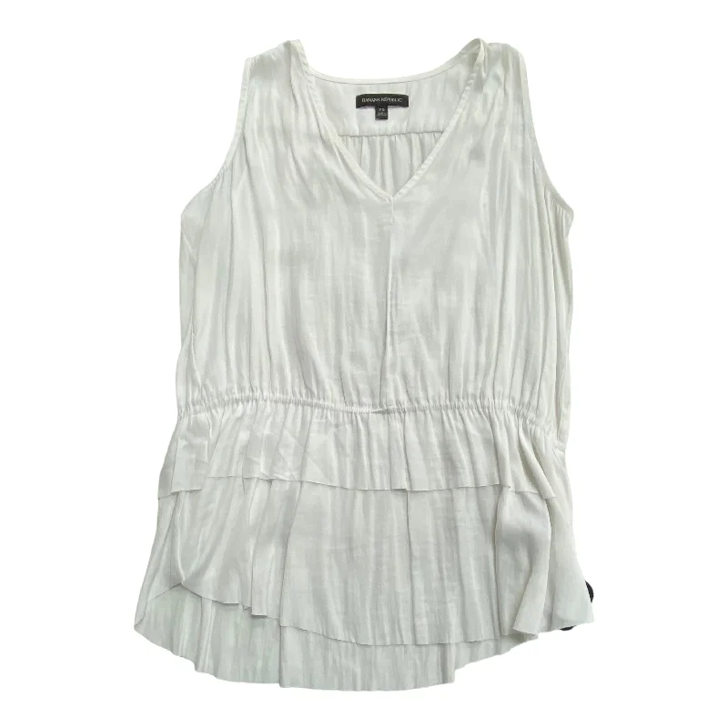 Women's Blouse with PleatsWhite Blouse Sleeveless Banana Republic, Size Xs