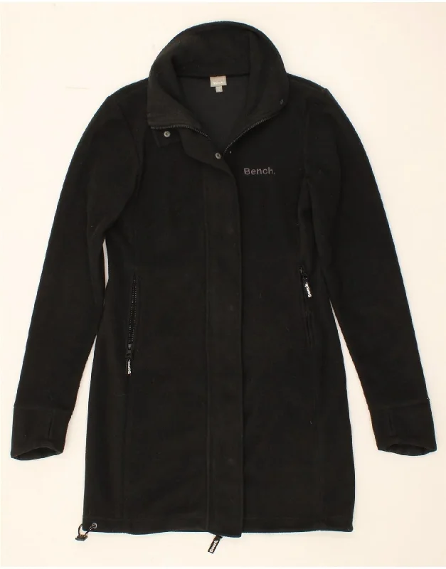 Women's Coats with Fur Trimmed ButtonsBENCH Womens Fleece Overcoat UK 12 Medium Black Polyester