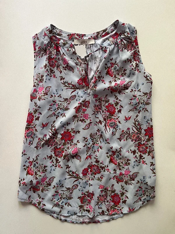 Women's Blouse with Peter Pan CollarBlouse Sleeveless By Loft In Floral, Size: M