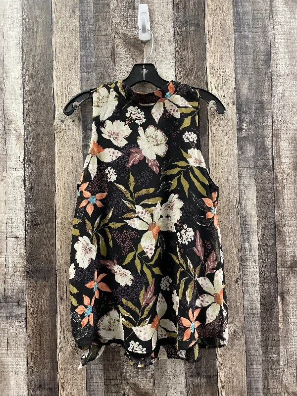 Women's Blouse with Sweetheart CollarBlouse Sleeveless By Cme In Floral Print, Size: M