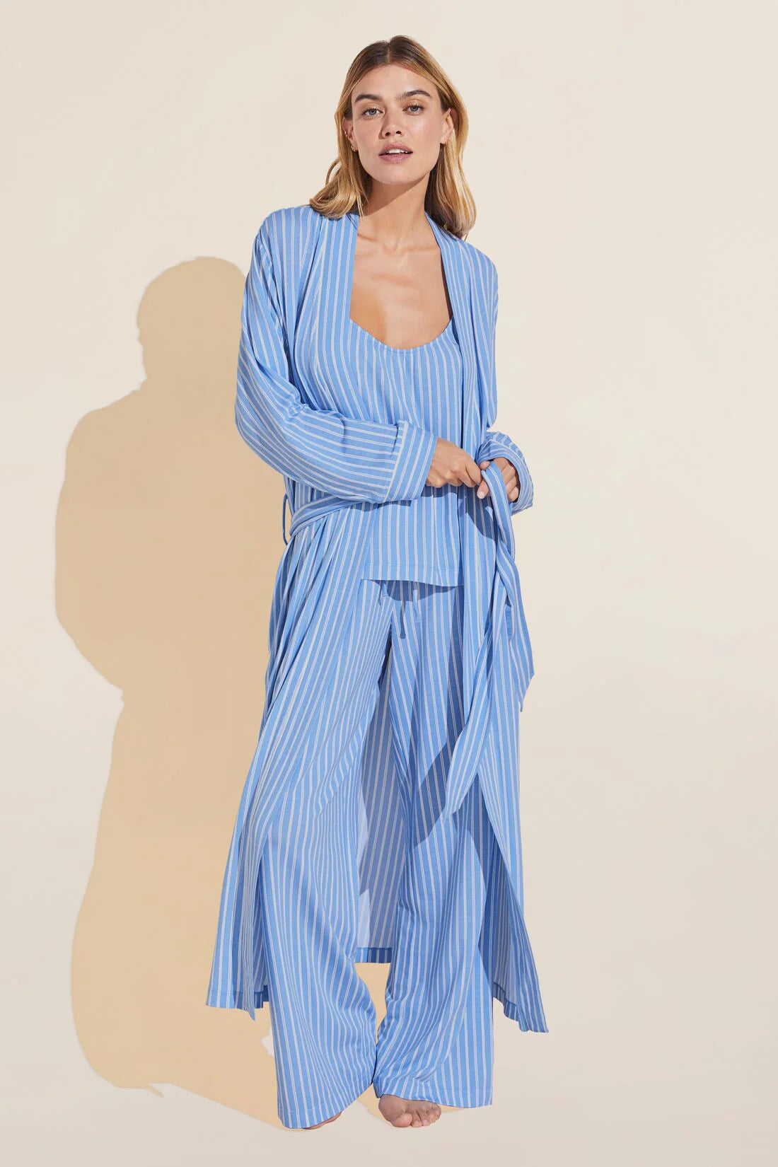 women's pajamas with an elasticized cuffsGISELE PRINTED TENCEL MODAL LONG ROBE