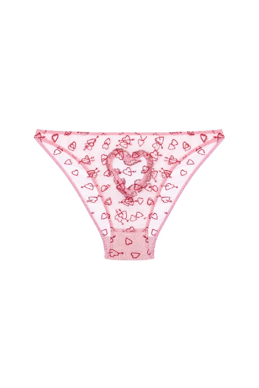 stretch lace panties with a sheer overlay and high-cut legs for a seductive flairCOEUR Heart Briefs