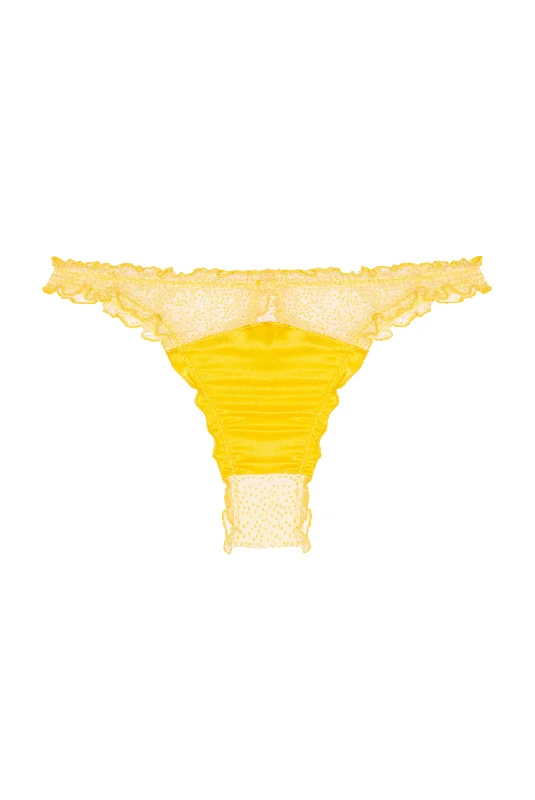 cotton-blend briefs with a built-in bra for added supportMIMOSA Ruffled Briefs with Silk