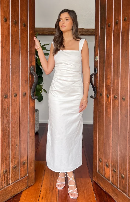 Women's Sheath DressesAngelic Aura White Maxi Dress