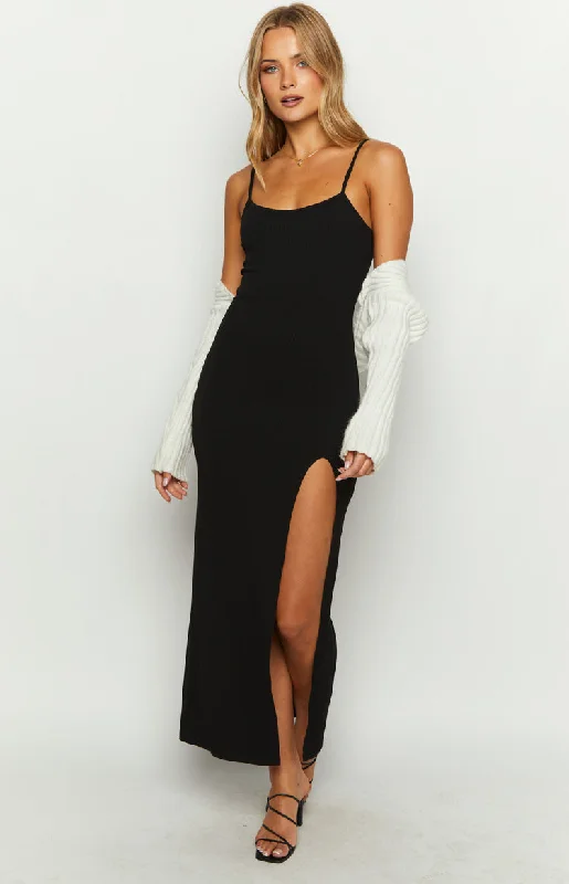 Women's Collarless DressesLani Black Maxi Dress