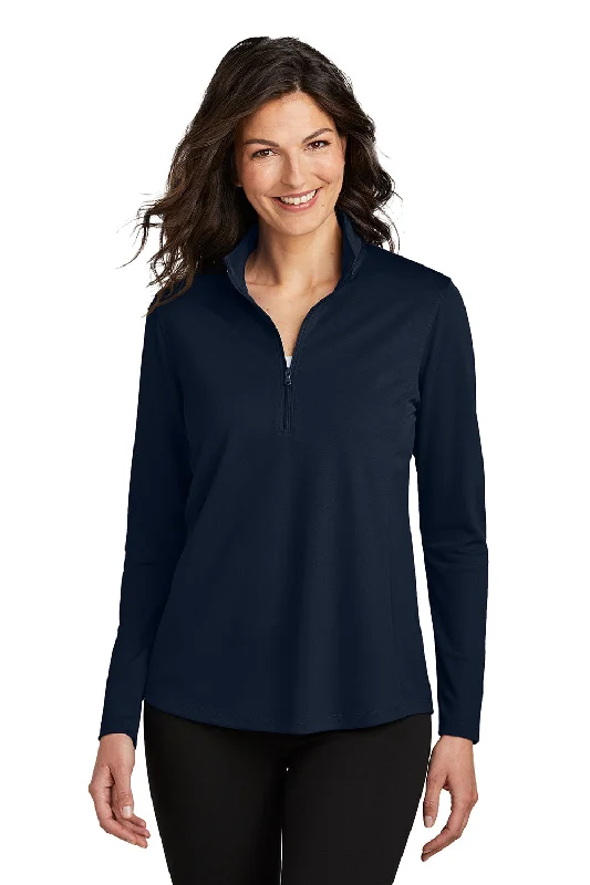 Women's Hooded Sweatshirts with Slant PocketsPort Authority Womens Dry Zone Moisture Wicking Micro Mesh 1/4 Zip Sweatshirt - River Navy Blue