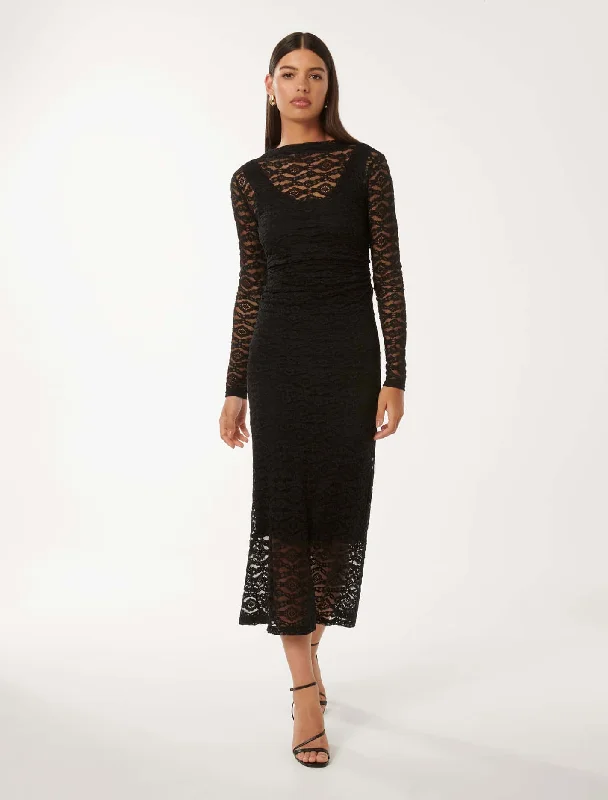 Women's Boat-Neck DressesMisty Lace Midi Dress